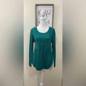 So Perfect Pullover Women Size M Fitted Cable
Knit Sweater Long Sleeve Green